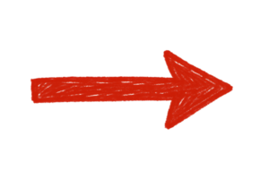 Vibrant Red Arrow Pointing Right with Scribbled Texture on Transparent Background png