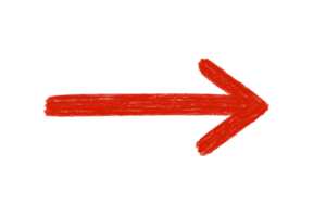 Crayon Style Red Arrow Pointing Right on Transparent Background png