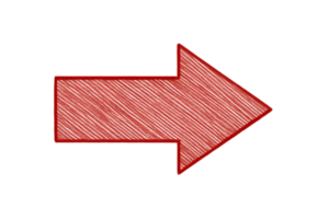 Red Arrow with Scribble Texture Isolated on Transparent Backdrop png