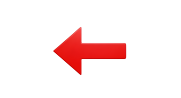 Vivid Red Arrow Pointing Left on a Transparent Backdrop With Subtle Shading png