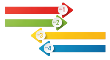 Colorful Arrow Steps Sequence Process Flow Chart Diagram on a Clean Backdrop png