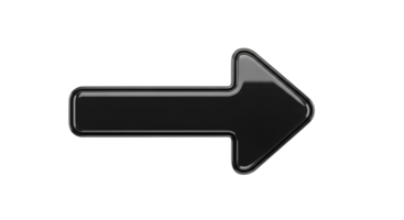 Black Arrow Pointing Right Direction With Glossy Finish Design On Transparent Background png