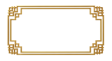 Golden Decorative Frame with Geometric Patterns on Transparent Background png