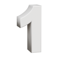 3D render neoblock alphabet number 1 png
