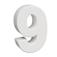 3D render neoblock alphabet number 9 png