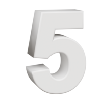 3D render neoblock alphabet number 5 png