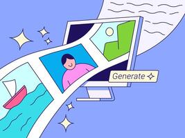 Futuristic Artificial Intelligence Technology, Generated Content Using AI vector