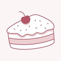 A Sweet Slice, A delightful illustration of a slice of cake, topped with a vibrant cherry, inviting indulgence. vector