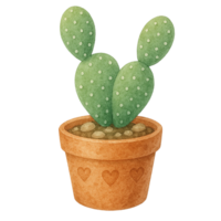 A charming cactus in a decorative pot with a heart design. png