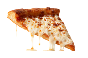 Slice of Pizza with Melted Cheese Isolated on Transparent Background Perfect Clipping png