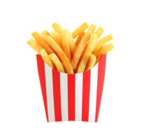 Golden French Fries in Striped Container Isolated on Transparent Background for Menu png