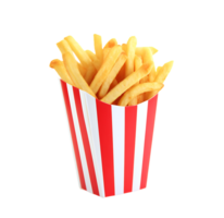 Crispy French Fries in Striped Container on Transparent Background Isolated View png