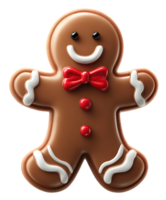 Gingerbread Man Cookie With Red Bow Tie Transparent Background Isolated png