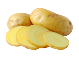 Isolated Close Up Whole and Sliced Potatoes Image on Transparent Background png