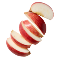 Floating Apple Slices on Transparent Background Fresh Fruit and Healthy Diet Concept png