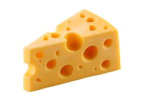 Isolated Cheese Slice with Swiss Holes on Transparent Background For Web Use png