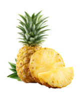 Fresh Pineapple Close Up With Slice on a Transparent Background Isolated Image png