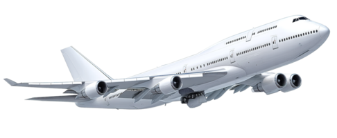 Large Commercial Airplane Isolated on Transparent Background with White Color Scheme Image png