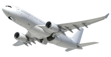 A Large Jet Airplane Isolated On Transparent Background In Low Angle png