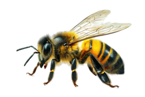 Isolated Transparent Image of Honey Bee Flying on Black Background for Editing png