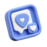 Like Notification Heart Icon Message Popup Window Interface Element 3D Illustration png