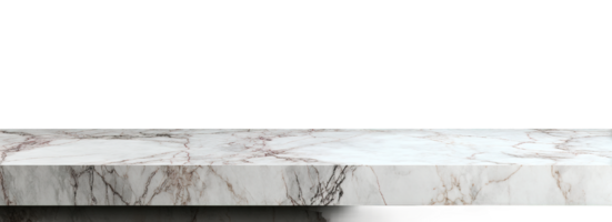 Isolated empty marble tabletop with transparent background design element png