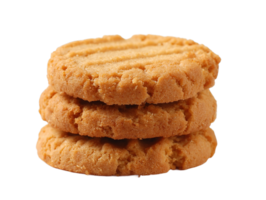Three Peanut Butter Cookies Stacked on Top of Each Other Transparent Background png
