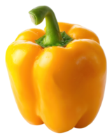 Isolated Bright Yellow Bell Pepper with Green Stem on Transparent Background png