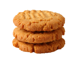 Stack of Three Peanut Butter Cookies Isolated on a Transparent Background in png