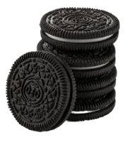 Stack of Delicious Chocolate Cookies with Cream Filling on Transparent Background png