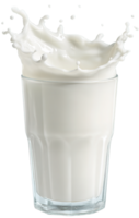Refreshing and Nutritious Glass of Milk with Splash Isolated on Transparent Background png