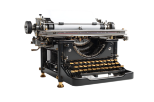 Old Vintage Typewriter Transparent Background Isolated Style and Keyboard Design Concept png