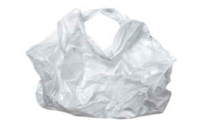 Isolated Clean White Plastic Shopping Bag With Handles on Transparent Background png