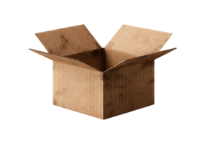 Open Cardboard Box Empty Unboxing Corrugated Container Shipping Carton Moving Isolated Package Template png