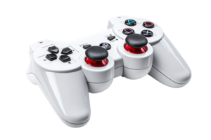 White Game Controller with Red Joysticks and Black Buttons on Transparent Background png