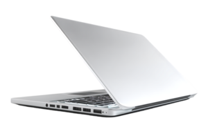 Sleek Silver Laptop Computer on Isolated Background for Web Design Resource png
