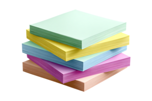 Stack of Multi Colored Papers Isolated on Transparent Background for Designers png