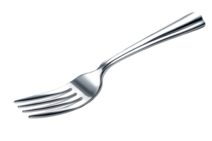Shiny Metal Fork with Silver Finish and Transparent Background for Design Project png