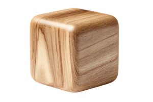 Wooden Cube Block Isolated On Transparent Background With Smooth Texture png