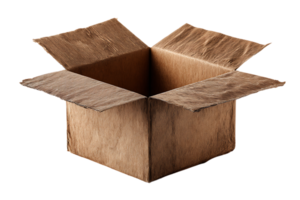 Empty Open Cardboard Box Isolated On Transparent Background Package Mailing Concept png