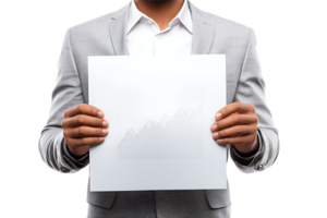 Man in Suit Holding Chart on Transparent Background Isolated Format png