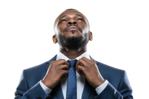 African American Businessman Looking Upward Isolated on Transparent Background For Business Projects png
