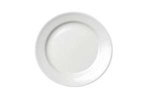 Elegant Plain White Ceramic Plate on a Transparent Isolated Background Image png