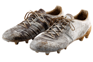 Worn Out Football Shoes with Dirt on the Shoes Transparent Background Isolated png