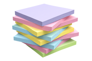 Stack of Pastel Colored Paper Sheets Isolated Transparent Background Illustration Template png