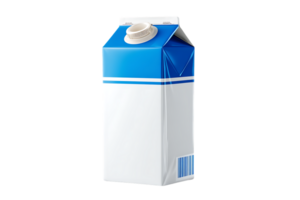Blue and White Milk Carton with Lid Image Isolated on Black png