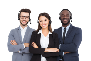 Smiling Team of Call Center Agents Isolated on Transparent Background Ready png