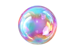 A Floating Translucent Bubble with Colorful Iridescent Reflections Isolated on Black Background png