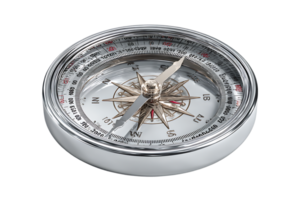 Chrome Bezel Compass Tool Isolated On Transparent Background For Navigation and Orientation png