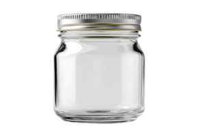 Glass Empty Jar with Metal Lid Container Isolated on Transparent Background png
